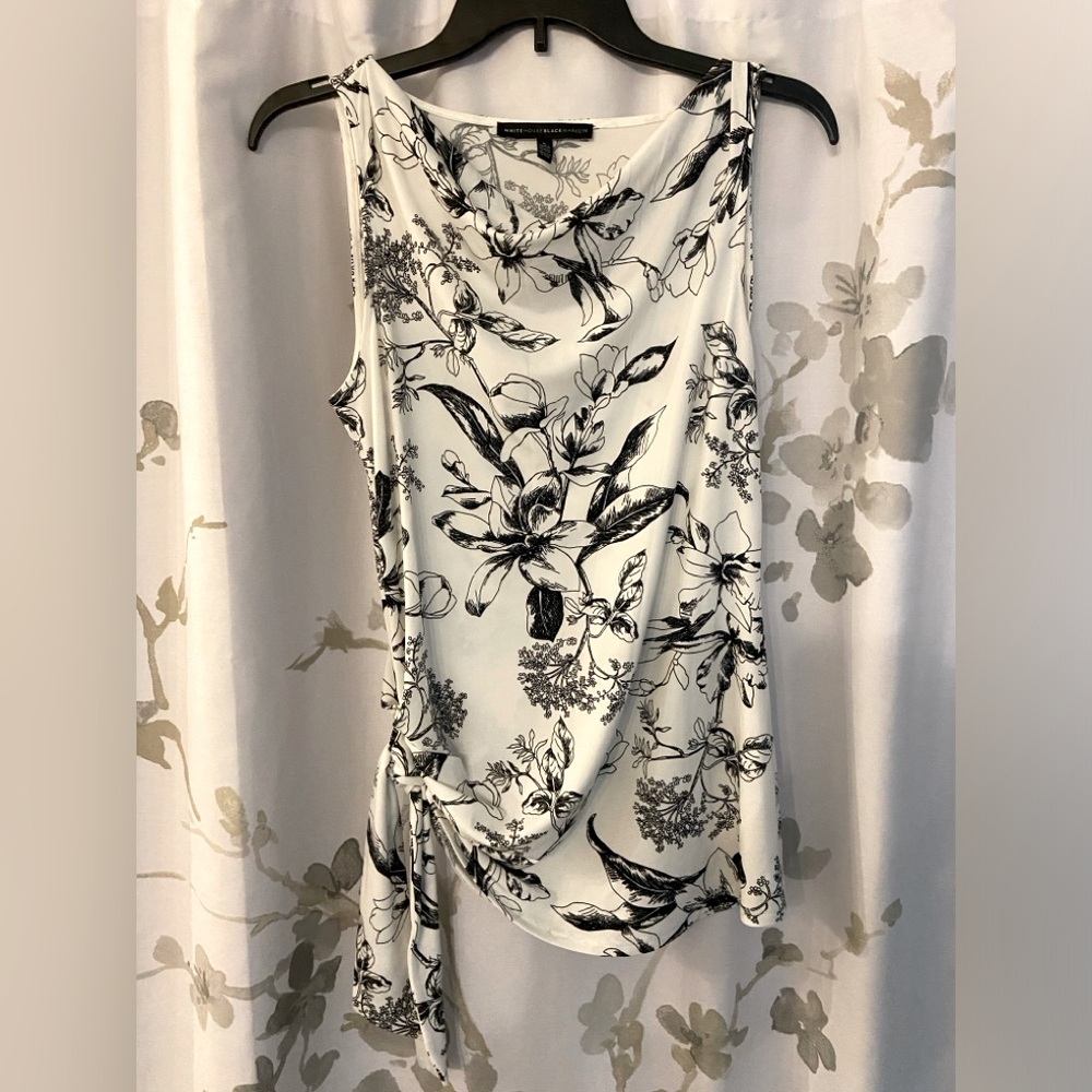 WHBM Ecru Floral Sleeveless Blouse
